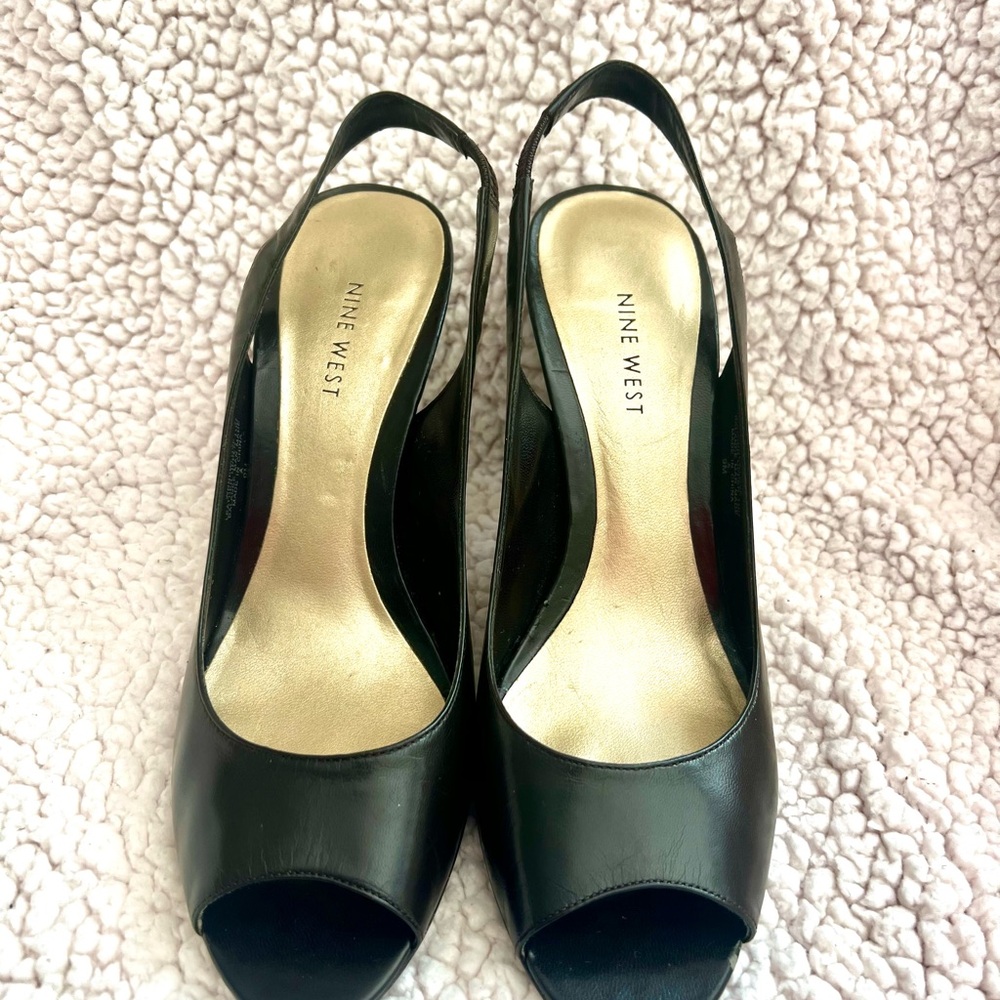 Nine West Peep Toe Slingback Heels - Women | Color: Brown | Size: 9